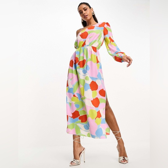ASOS Colorful One-Shoulder Dress - Picture 2 of 4